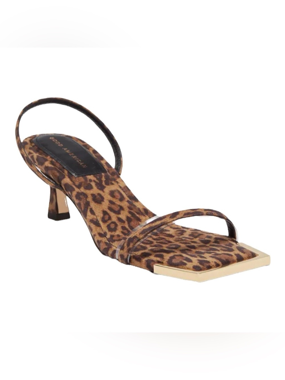 Good American leopard-print square-toe mule heels 7